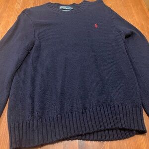 Ralph Lauren Dark Blue Crewneck Sweater with Red Emblem